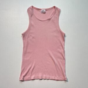 Vintage 80's Pastel Pink Ribbed Sleeveless Tank Top / Sz S/M / Minimal USA